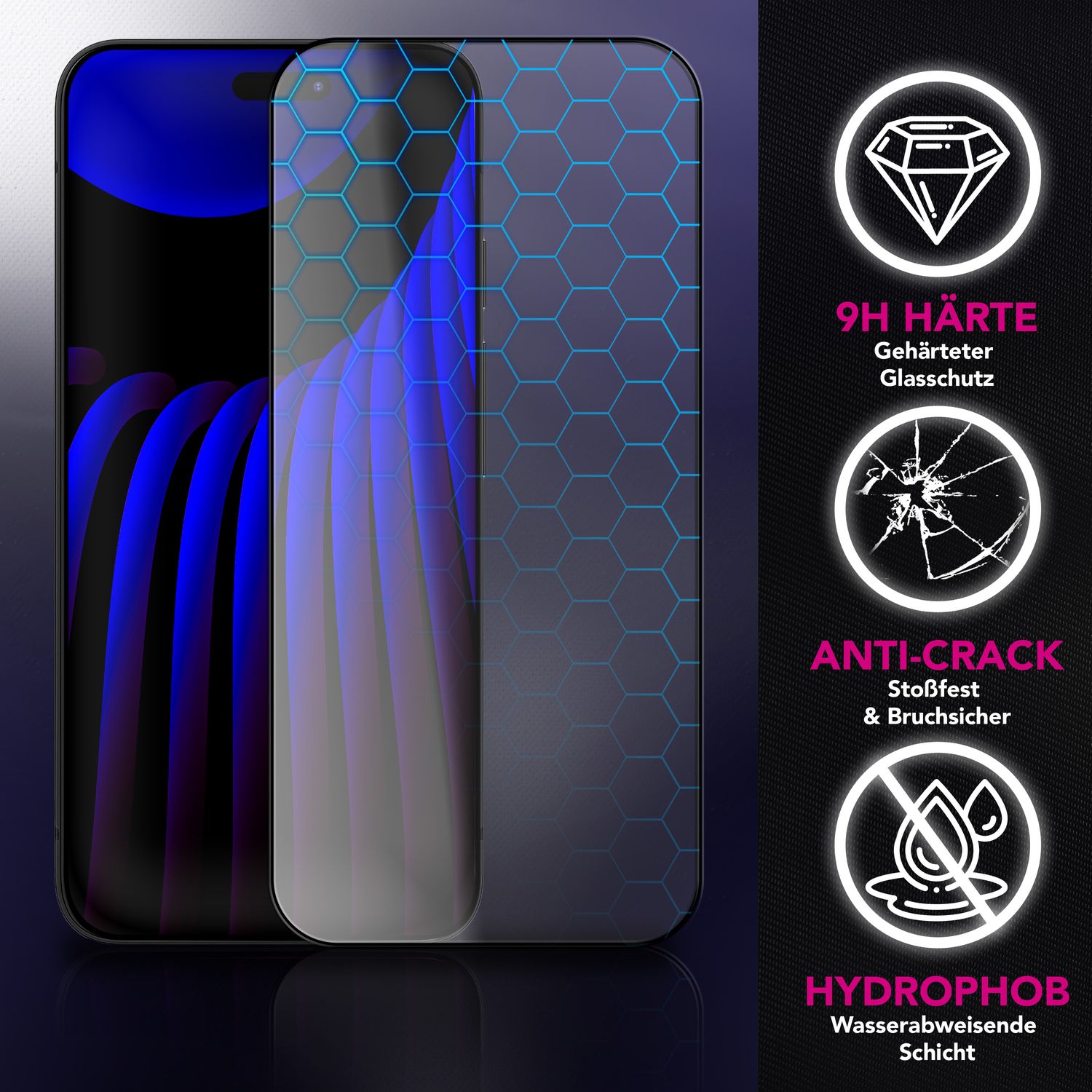 NALIA Display Glas ArmorGlassX für Apple iPhone 17 (super klarer Displayschutz) - 2x Schutzglas 9H Härte, Anti-Fingerprint, Kratzfest, Hüllen-freundlich, Oleophob, schwarzer Rahmen Default Title NALIA GlasSchutz