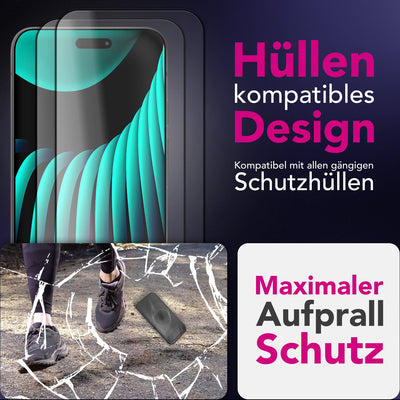 NALIA ArmorGlassX passend für Apple iPhone 17 Air Glas (super klarer Displayschutz), 2x Schutzglas 9H Härte, Kratzfest, Splitterfrei, Case-friendly, Touch-sensitiv, Anti-Schlieren, schwarzer Rahmen Default Title NALIA GlasSchutz