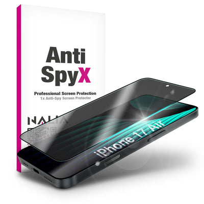 NALIA AntiSpyX passend für Apple iPhone 17 Air Glas (Diskreter Blickschutz), Privacy Schutzglas mit 9H Härte, Anti-Spy Technologie, Robust, Oleophob, Touch-optimiert, Blasenfrei, Hüllen-freundlich Default Title NALIA GlasSchutz