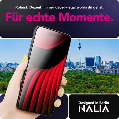 NALIA Display Glas ArmorGlassX für Apple iPhone 17 Pro (super klarer Displayschutz) - 2x Schutzglas 9H Härte, Kratzfest, Oleophob, Anti-Flecken, Case-kompatibel, schwarzer Rahmen