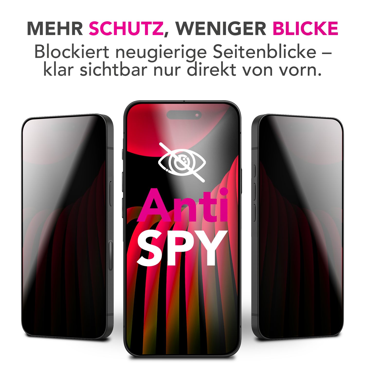 NALIA Privacy Schutzglas AntiSpyX für Apple iPhone 17 Pro (Diskreter Blickschutz) - Display Glas mit 9H Härte, Anti-Spy Sichtschutz, Kratzfest, Blasenfrei, Oleophob, Case-Friendly Default Title NALIA GlasSchutz