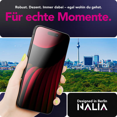 NALIA AntiSpyX passend für Apple iPhone 17 Pro Glas (Diskreter Blickschutz), Privacy Schutzglas mit 9H Härte, Anti-Spy Sichtschutz, Robust, Touch-sensitiv, Blasenfrei, Oleophob, Hüllen-freundlich Default Title NALIA GlasSchutz