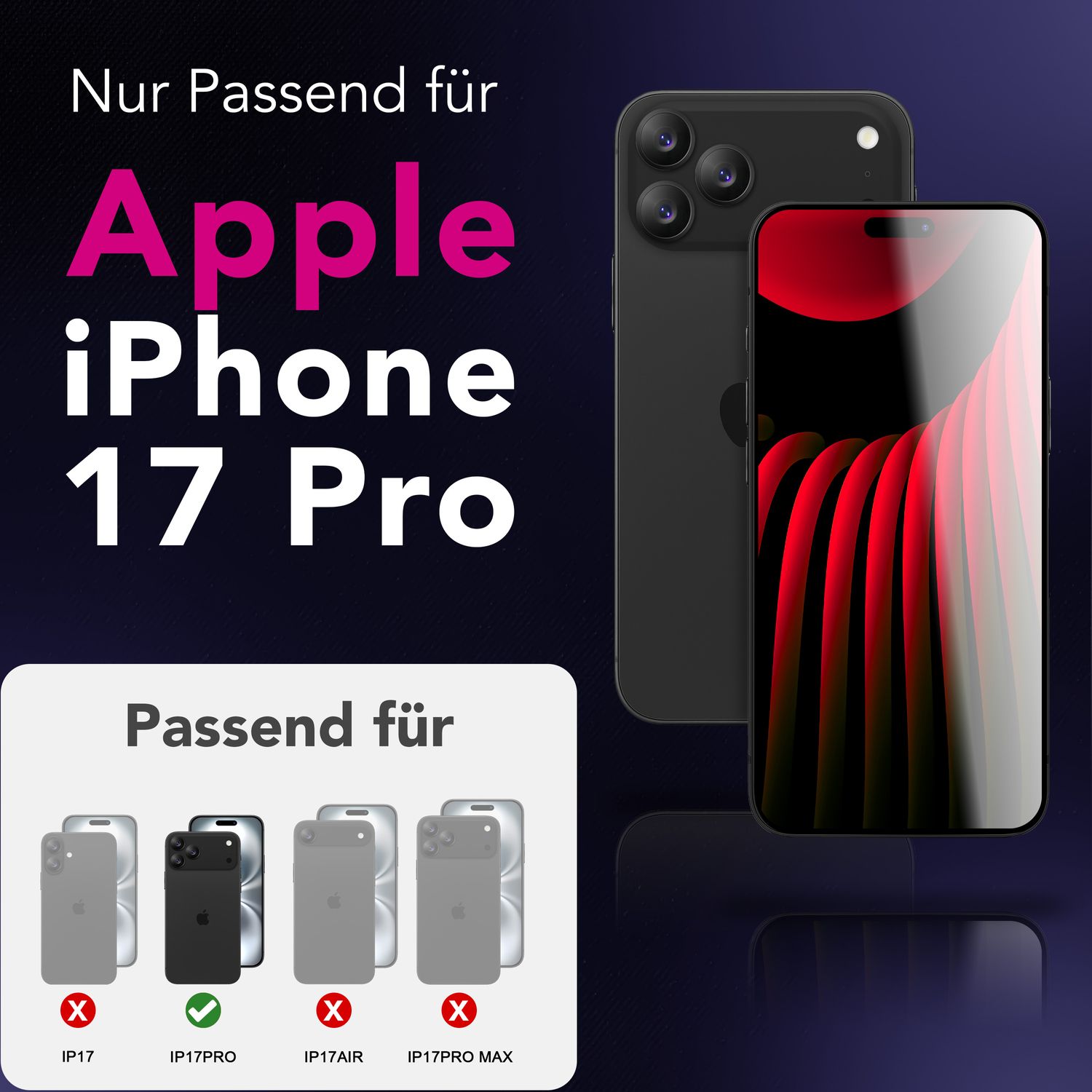 NALIA Privacy Schutzglas AntiSpyX für Apple iPhone 17 Pro (Diskreter Blickschutz) - Display Glas mit 9H Härte, Anti-Spy Sichtschutz, Kratzfest, Blasenfrei, Oleophob, Case-Friendly Default Title NALIA GlasSchutz