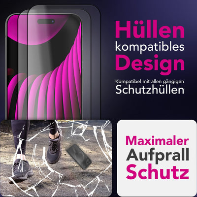 NALIA ArmorGlassX passend für Apple iPhone 17 Pro Max Glas (super klarer Displayschutz), 2x Schutzglas 9H gehärtet, Robust, Touch-optimiert, Hüllen-kompatibel, Anti-Fingerabdruck, schwarzer Rahmen