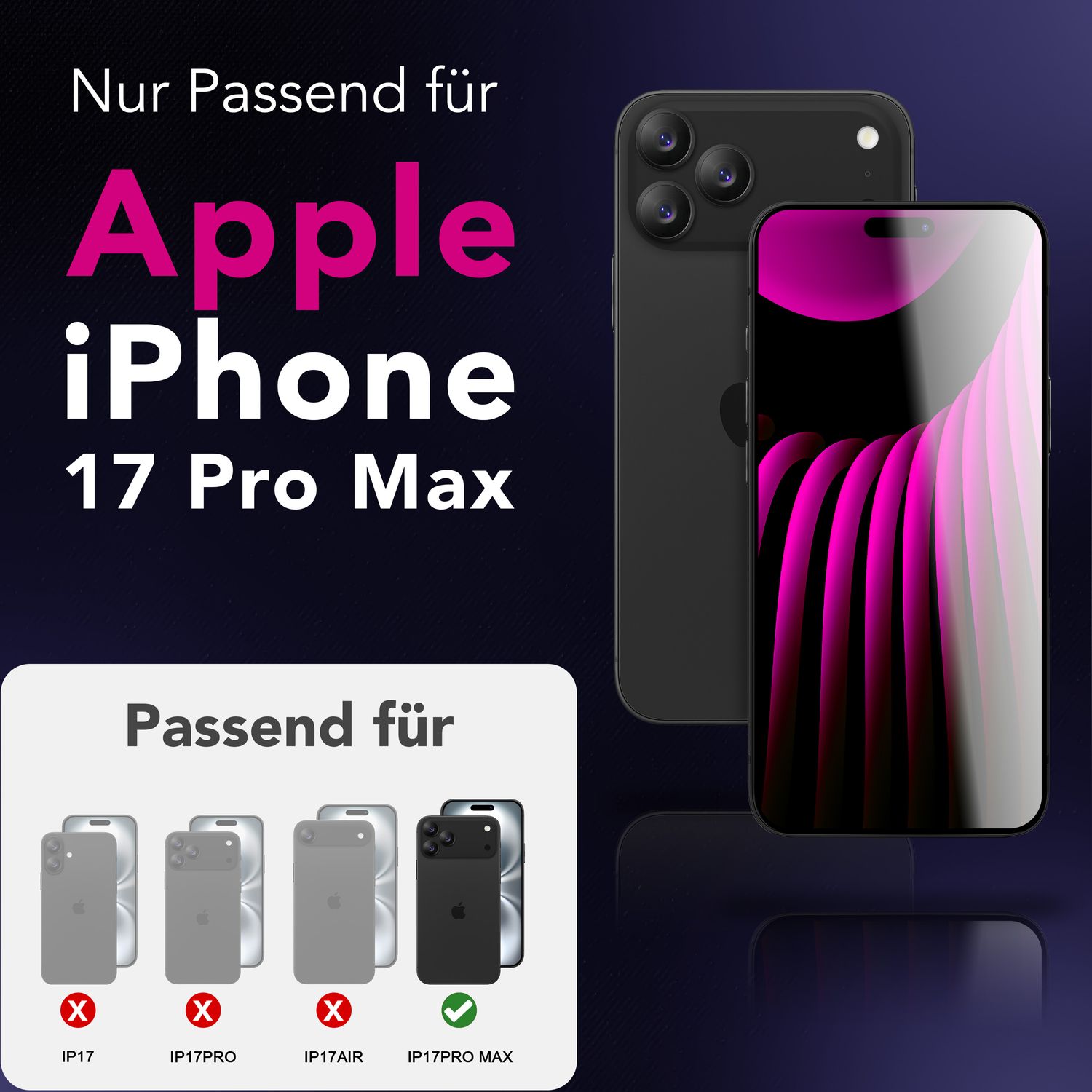 NALIA Display Glas ArmorGlassX für Apple iPhone 17 Pro Max (super klarer Displayschutz) - 2x Schutzglas 9H gehärtet, Kratzfest, Touch-optimiert, Hüllen-kompatibel, schwarzer Rahmen Default Title NALIA GlasSchutz