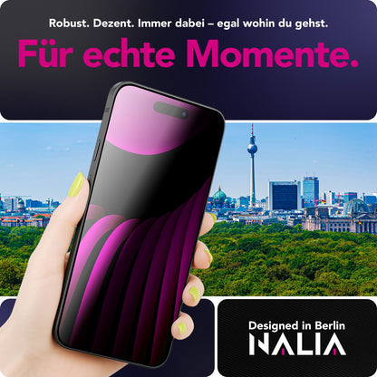 NALIA Privacy Schutzglas AntiSpyX für Apple iPhone 17 Pro Max (Diskreter Blickschutz) - Display Glas 9H Härte, Anti-Spy Sichtschutz, Kratzfest, Touch-sensitiv, Hüllen-freundlich Default Title NALIA GlasSchutz