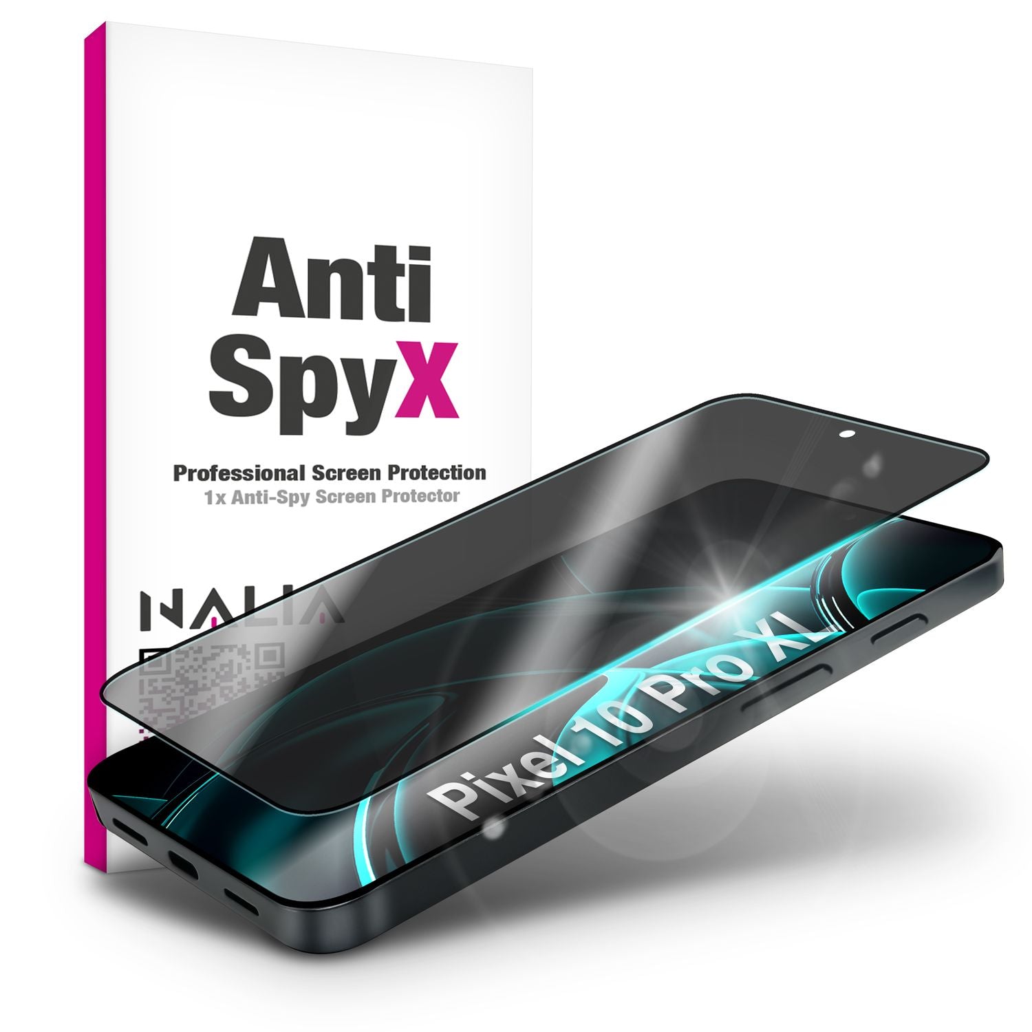 NALIA Display Glas AntiSpyX für Google Pixel 10 Pro XL (Diskreter Blickschutz), gehärtetes 9H Schutzglas, Anti-Spy, Displayschutz für Privatsphäre, Kratzfest, Hüllen-kompatibel