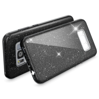 NALIA Glitzerhülle für Samsung Galaxy S8 – Funkelnder Glitzer-Look & Grip – SHINEPOP (Silikon Case) – Marke aus Berlin Schwarz NALIA Protective Hülle