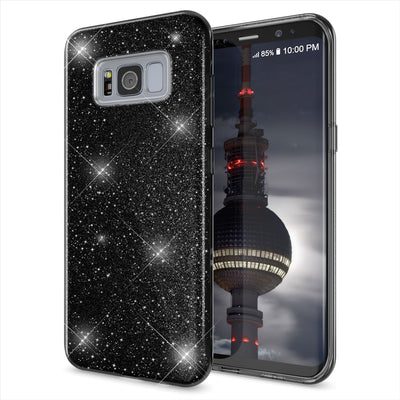 NALIA Glitzerhülle für Samsung Galaxy S8 Plus – Funkelnder Glitzer-Look & Grip – SHINEPOP (Silikon Case) – Marke aus Berlin Schwarz NALIA Protective Hülle