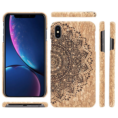 NALIA Kork Hülle kompatibel mit iPhone X XS, Natur-Holz Look Handyhülle Handy-Tasche Cover Case, Dünnes Slim Hardcase Schutzhülle Etui, Backcover Bumper Schutzhülle Light Cork NALIA Protective Hülle