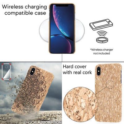 NALIA Kork Hülle kompatibel mit iPhone X XS, Natur-Holz Look Handyhülle Handy-Tasche Cover Case, Dünnes Slim Hardcase Schutzhülle Etui, Backcover Bumper Schutzhülle Dark Cork NALIA Protective Hülle
