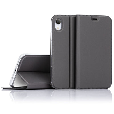 NALIA Klapphülle kompatibel mit Apple iPhone XR, Slim Flip Case Kunst-Leder Handyhülle Hard Cover Etui 360 Grad Hülle, Handy-Tasche Phone Book Bumper Schutzhülle Wallet Skin Klappbar Schwarz NALIA SlimFit Hülle