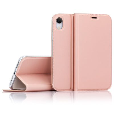 NALIA Klapphülle kompatibel mit Apple iPhone XR, Slim Flip Case Kunst-Leder Handyhülle Hard Cover Etui 360 Grad Hülle, Handy-Tasche Phone Book Bumper Schutzhülle Wallet Skin Klappbar Schwarz NALIA SlimFit Hülle