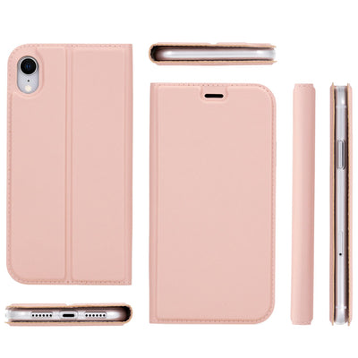 NALIA Klapphülle kompatibel mit Apple iPhone XR, Slim Flip Case Kunst-Leder Handyhülle Hard Cover Etui 360 Grad Hülle, Handy-Tasche Phone Book Bumper Schutzhülle Wallet Skin Klappbar Schwarz NALIA SlimFit Hülle