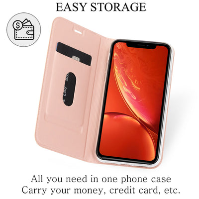 NALIA Klapphülle kompatibel mit Apple iPhone XR, Slim Flip Case Kunst-Leder Handyhülle Hard Cover Etui 360 Grad Hülle, Handy-Tasche Phone Book Bumper Schutzhülle Wallet Skin Klappbar Schwarz NALIA SlimFit Hülle