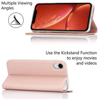 NALIA Klapphülle kompatibel mit Apple iPhone XR, Slim Flip Case Kunst-Leder Handyhülle Hard Cover Etui 360 Grad Hülle, Handy-Tasche Phone Book Bumper Schutzhülle Wallet Skin Klappbar Schwarz NALIA SlimFit Hülle