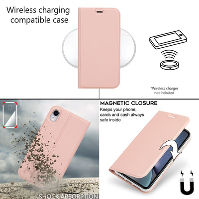 NALIA Klapphülle kompatibel mit Apple iPhone XR, Slim Flip Case Kunst-Leder Handyhülle Hard Cover Etui 360 Grad Hülle, Handy-Tasche Phone Book Bumper Schutzhülle Wallet Skin Klappbar Schwarz NALIA SlimFit Hülle