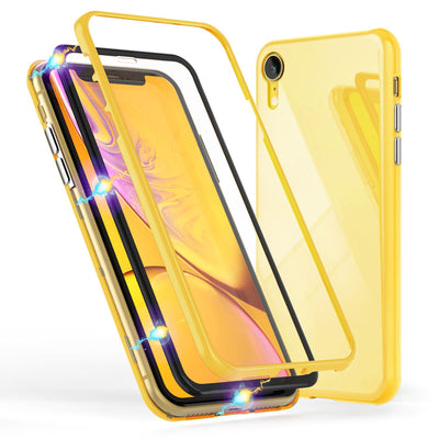 NALIA Magnetische 360° Glas Hülle kompatibel mit iPhone XR, Ultra-Slim Hard-Case Dünnes Hartglas Back-Cover mit Rahmen & Display-Schutz, Full-Body Schutzhülle Bumper Handy-Tasche Etui NALIA GlasSchutz