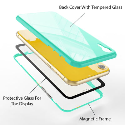 NALIA Magnetische 360° Glas Hülle kompatibel mit iPhone XR, Ultra-Slim Hard-Case Dünnes Hartglas Back-Cover mit Rahmen & Display-Schutz, Full-Body Schutzhülle Bumper Handy-Tasche Etui Weiß NALIA GlasSchutz