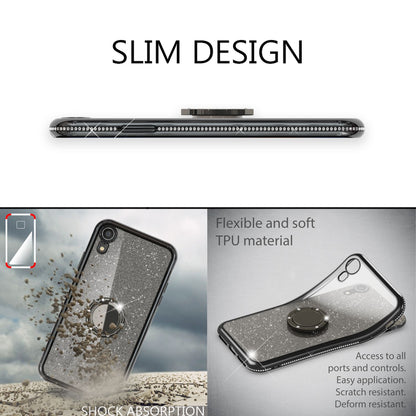 NALIA Ring Hülle für Apple iPhone XR, Glitzer Handy Hülle Silikon Cover Case NALIA