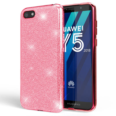 NALIA Glitzerhülle für Huawei Y5 (2018) – Funkelnder Glitzer-Look & Grip – SHINEPOP (Silikon Case) – Marke aus Berlin NALIA Protective Hülle