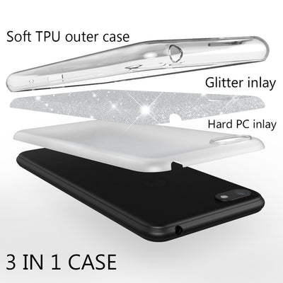NALIA Glitzerhülle für Huawei Y5 (2018) – Funkelnder Glitzer-Look & Grip – SHINEPOP (Silikon Case) – Marke aus Berlin NALIA Protective Hülle