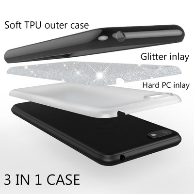 NALIA Glitzerhülle für Huawei Y5 (2018) – Funkelnder Glitzer-Look & Grip – SHINEPOP (Silikon Case) – Marke aus Berlin NALIA Protective Hülle