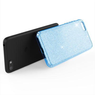 NALIA Glitzerhülle für Huawei Y5 (2018) – Funkelnder Glitzer-Look & Grip – SHINEPOP (Silikon Case) – Marke aus Berlin Blau NALIA Protective Hülle