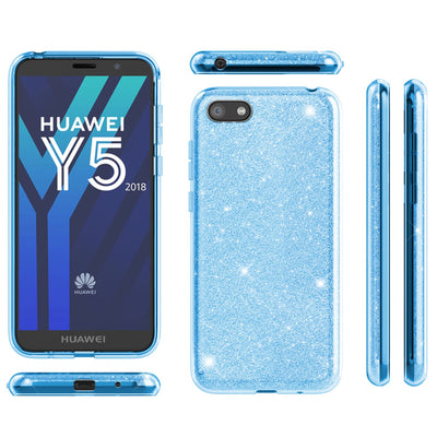 NALIA Glitzerhülle für Huawei Y5 (2018) – Funkelnder Glitzer-Look & Grip – SHINEPOP (Silikon Case) – Marke aus Berlin NALIA Protective Hülle