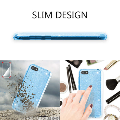 NALIA Glitzerhülle für Huawei Y5 (2018) – Funkelnder Glitzer-Look & Grip – SHINEPOP (Silikon Case) – Marke aus Berlin Lila NALIA Protective Hülle