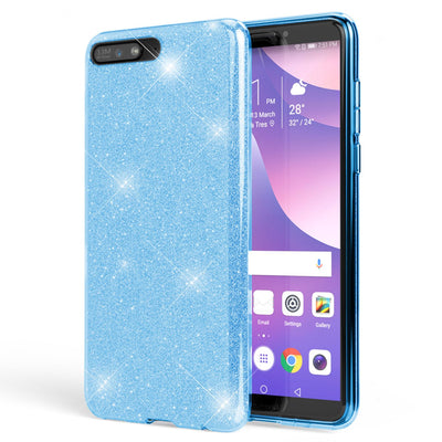 NALIA Glitzerhülle für Huawei Y6 (2018) – Funkelnder Glitzer-Look & Grip – SHINEPOP (Silikon Case) – Marke aus Berlin Gold NALIA Protective Hülle