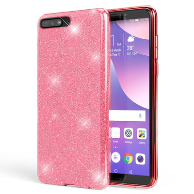 NALIA Glitzerhülle für Huawei Y6 (2018) – Funkelnder Glitzer-Look & Grip – SHINEPOP (Silikon Case) – Marke aus Berlin Schwarz NALIA Protective Hülle