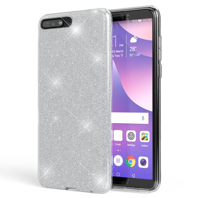 NALIA Glitzerhülle für Huawei Y6 (2018) – Funkelnder Glitzer-Look & Grip – SHINEPOP (Silikon Case) – Marke aus Berlin Gold NALIA Protective Hülle