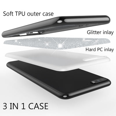 NALIA Glitzerhülle für Huawei Y6 (2018) – Funkelnder Glitzer-Look & Grip – SHINEPOP (Silikon Case) – Marke aus Berlin Schwarz NALIA Protective Hülle