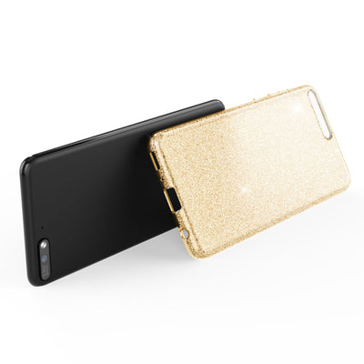 NALIA Glitzerhülle für Huawei Y6 (2018) – Funkelnder Glitzer-Look & Grip – SHINEPOP (Silikon Case) – Marke aus Berlin Gold NALIA Protective Hülle