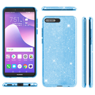 NALIA Glitzerhülle für Huawei Y6 (2018) – Funkelnder Glitzer-Look & Grip – SHINEPOP (Silikon Case) – Marke aus Berlin Gold NALIA Protective Hülle