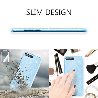 NALIA Glitzerhülle für Huawei Y6 (2018) – Funkelnder Glitzer-Look & Grip – SHINEPOP (Silikon Case) – Marke aus Berlin Gold NALIA Protective Hülle