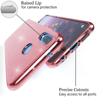 NALIA Glitzerhülle für Huawei P20 Lite – Funkelndes Silikon Case – DAZZLIN (Transparent & Stoßfest) – Marke aus Berlin Pink NALIA Transparente Hülle