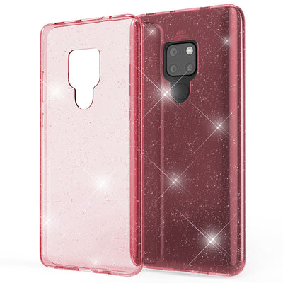 NALIA Glitzerhülle für Huawei Mate 20 – Funkelndes Silikon Case – DAZZLIN (Transparent & Stoßfest) – Marke aus Berlin Pink NALIA Transparente Hülle