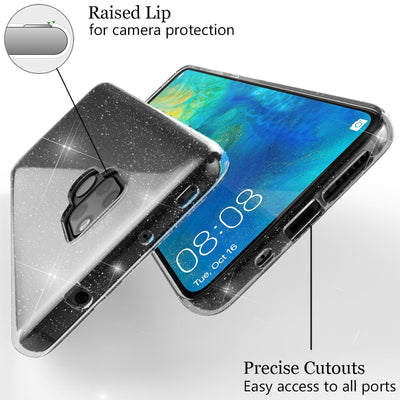 NALIA Glitzerhülle für Huawei Mate 20 – Funkelndes Silikon Case – DAZZLIN (Transparent & Stoßfest) – Marke aus Berlin Transparent NALIA Transparente Hülle