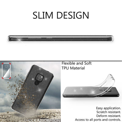 NALIA Glitzerhülle für Huawei Mate 20 – Funkelndes Silikon Case – DAZZLIN (Transparent & Stoßfest) – Marke aus Berlin Transparent NALIA Transparente Hülle