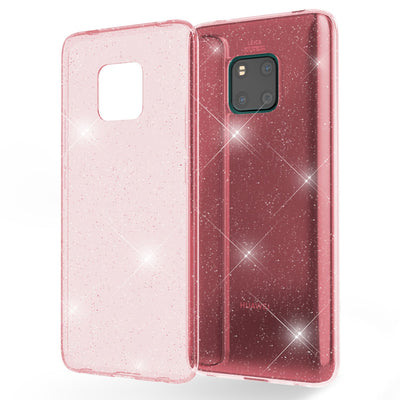 NALIA Glitzerhülle für Huawei Mate 20 Pro – Funkelndes Silikon Case – DAZZLIN (Transparent & Stoßfest) – Marke aus Berlin Pink NALIA Transparente Hülle