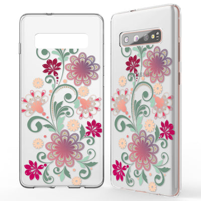 NALIA Hülle kompatibel mit Samsung Galaxy S10 Plus, Motiv Handyhülle Slim Silikon Case Cover Schutzhülle Dünn Durchsichtig, Etui Handy-Tasche Backcover Transparent Bumper Colorful Flowers NALIA Protective Hülle
