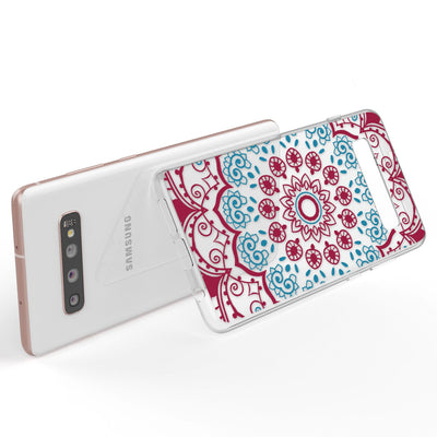 NALIA Hülle kompatibel mit Samsung Galaxy S10 Plus, Motiv Handyhülle Slim Silikon Case Cover Schutzhülle Dünn Durchsichtig, Etui Handy-Tasche Backcover Transparent Bumper Red Mandala NALIA Protective Hülle
