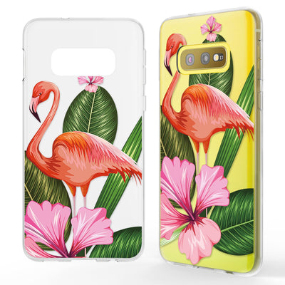 NALIA Hülle kompatibel mit Samsung Galaxy S10e, Motiv Handyhülle Slim Silikon Case Cover Schutzhülle Dünn Durchsichtig, Etui Handy-Tasche Backcover Transparent Bumper Flamingo Green NALIA Protective Hülle