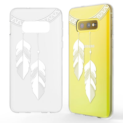 NALIA Hülle kompatibel mit Samsung Galaxy S10e, Motiv Handyhülle Slim Silikon Case Cover Schutzhülle Dünn Durchsichtig, Etui Handy-Tasche Backcover Transparent Bumper Chain Feathers NALIA Protective Hülle