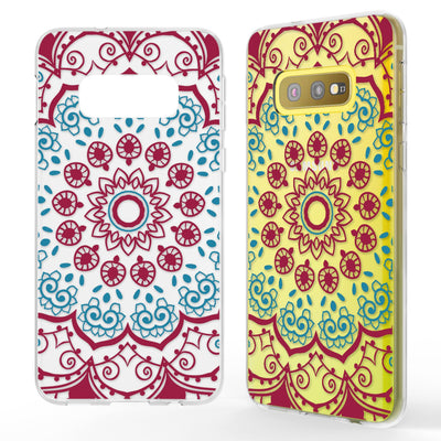 NALIA Hülle kompatibel mit Samsung Galaxy S10e, Motiv Handyhülle Slim Silikon Case Cover Schutzhülle Dünn Durchsichtig, Etui Handy-Tasche Backcover Transparent Bumper Red Mandala NALIA Protective Hülle