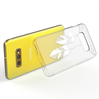 NALIA Hülle kompatibel mit Samsung Galaxy S10e, Motiv Handyhülle Slim Silikon Case Cover Schutzhülle Dünn Durchsichtig, Etui Handy-Tasche Backcover Transparent Bumper Chain Feathers NALIA Protective Hülle