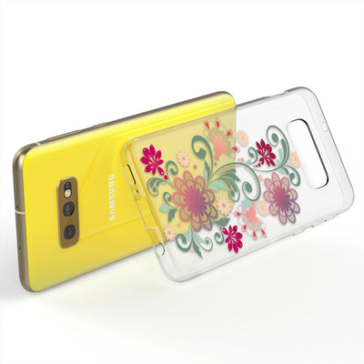 NALIA Hülle kompatibel mit Samsung Galaxy S10e, Motiv Handyhülle Slim Silikon Case Cover Schutzhülle Dünn Durchsichtig, Etui Handy-Tasche Backcover Transparent Bumper Red Mandala NALIA Protective Hülle