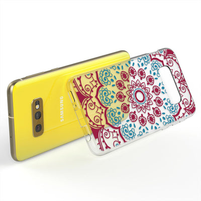 NALIA Hülle kompatibel mit Samsung Galaxy S10e, Motiv Handyhülle Slim Silikon Case Cover Schutzhülle Dünn Durchsichtig, Etui Handy-Tasche Backcover Transparent Bumper Red Mandala NALIA Protective Hülle